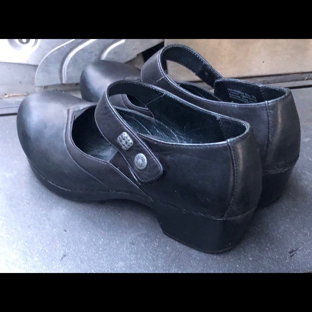 Dansko Black Leather Clogs Wedge Sandals Size 39 - Picture 7 of 10